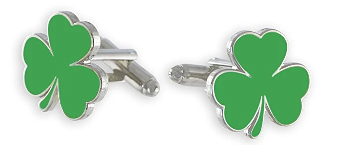 Simple Design Clover Stainless Steel Soft Enamel Cufflinks