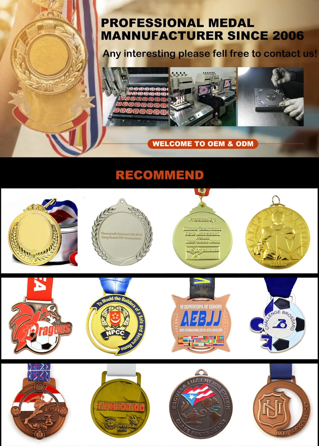 Wholesale Cheap Custom Design Metal Crystal Sport Gold Award Medal