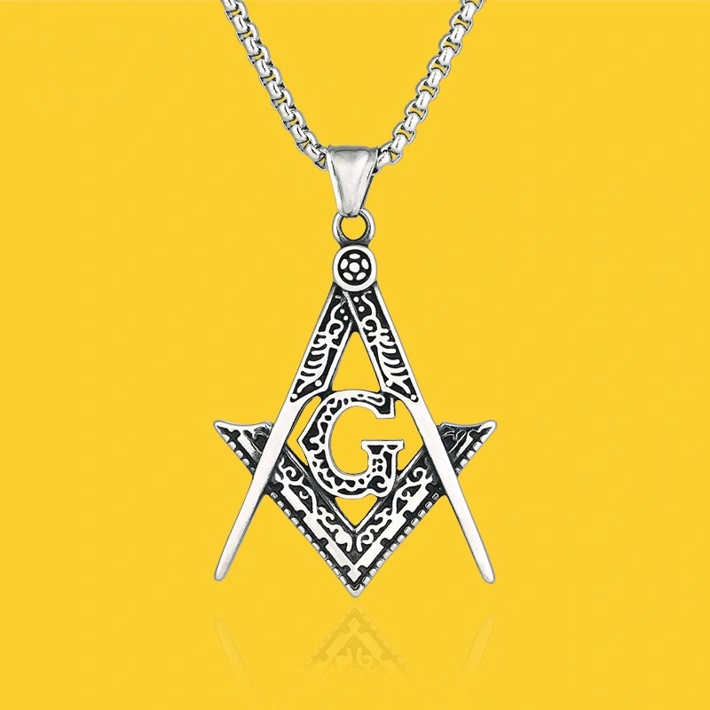 Stainless Steel Pendant Chain Necklace-Masonic Charm Chain Necklace Link Chains