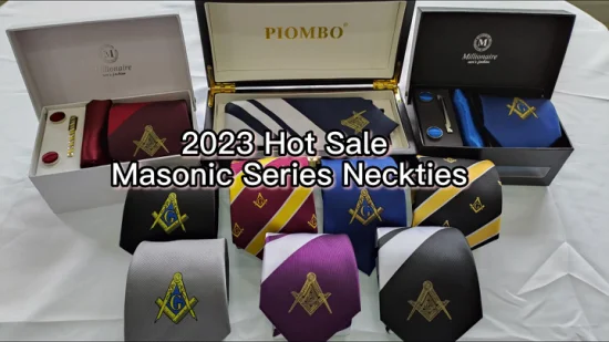 Производитель мужских деловых галстуков в жаккардовых масонских шелковых коробках со значками на заказ.