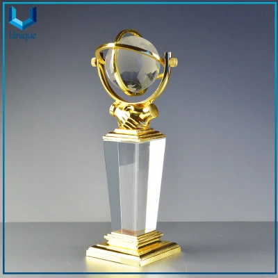 Индивидуальный высококачественный металлический приз вероники + хрустальный шар K9 для рекламных подарков