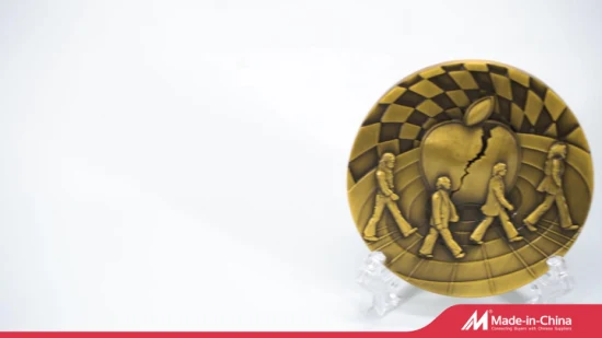 Изготовленная на заказ гидравлическая монета из цинкового сплава с сувенирной тарелкой из грушевой деревянной коробки для клиентов